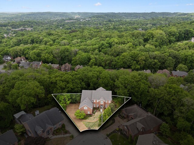 6781 Autumnwood Dr, Nashville, TN 37221 - aerial view of property's location featuring a heavily wooded area and property boundaries highlighted