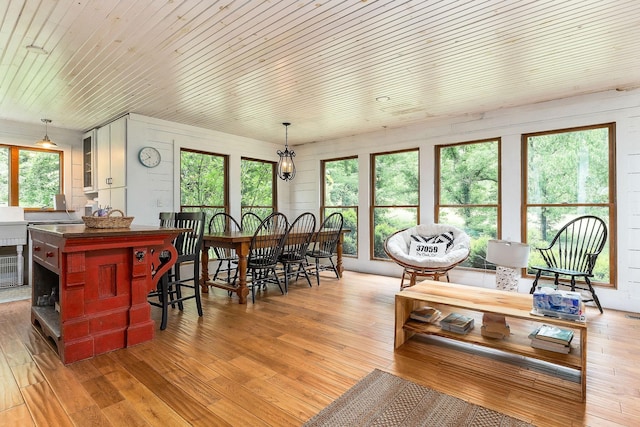 3975 Dry Creek Rd, Dowelltown, TN 37059 - dining area with plenty of natural light, light wood finished floors, and wood ceiling