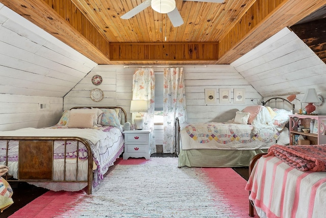 3975 Dry Creek Rd, Dowelltown, TN 37059 - bedroom with wood walls, lofted ceiling, and wooden ceiling