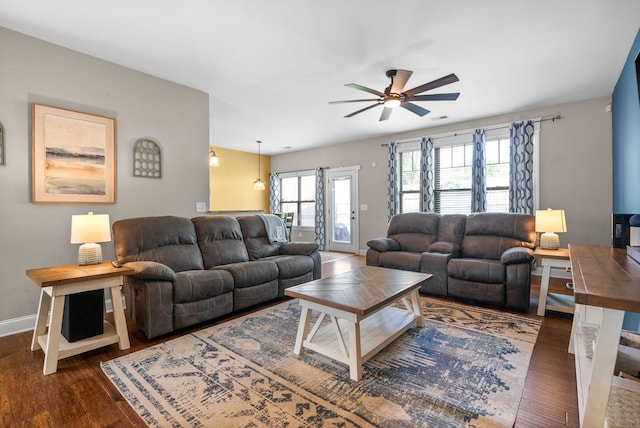 2157 Christina Ct, Hermitage, TN 37076 - living room with ceiling fan, wood finished floors, and baseboards