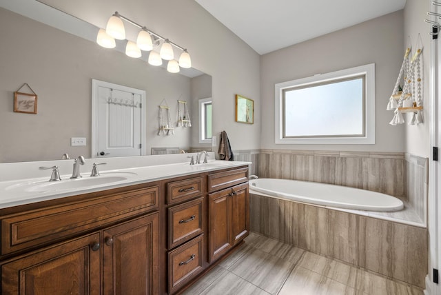2157 Christina Ct, Hermitage, TN 37076 - bathroom with double vanity, a bath, and tile patterned flooring