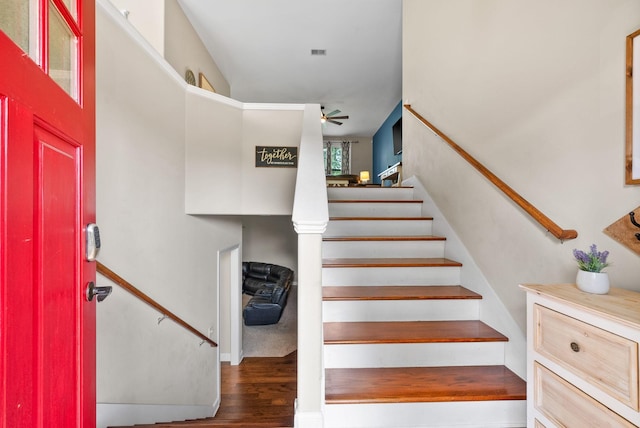 2157 Christina Ct, Hermitage, TN 37076 - stairway with ceiling fan and wood finished floors
