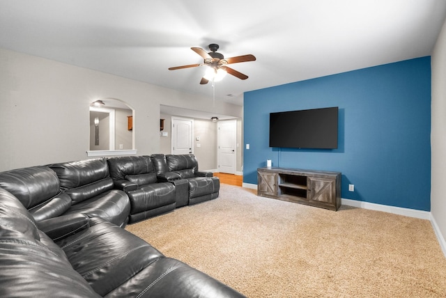 2157 Christina Ct, Hermitage, TN 37076 - living area with a ceiling fan, baseboards, and carpet floors