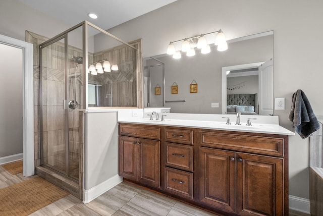 2157 Christina Ct, Hermitage, TN 37076 - full bathroom with a stall shower, double vanity, ensuite bath, and tile patterned floors