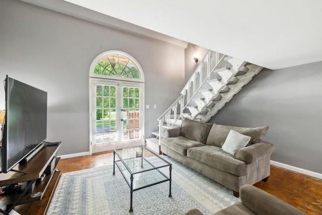 210 Old Hickory Blvd Unit 42, Nashville, TN 37221 - living area featuring stairs, baseboards, and wood finished floors