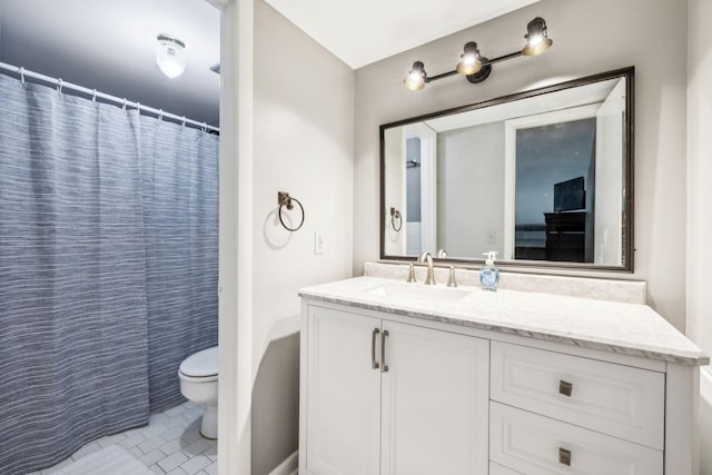 210 Old Hickory Blvd Unit 42, Nashville, TN 37221 - full bathroom featuring toilet, vanity, tile patterned floors, and curtained shower