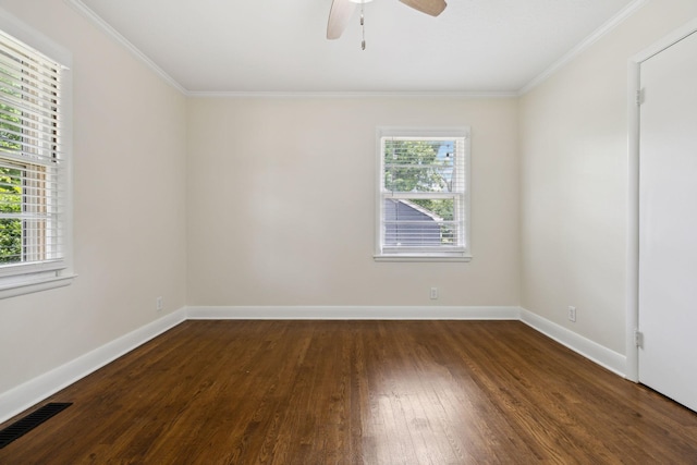 510 Bismark Dr, Nashville, TN 37210 - unfurnished room with wood finished floors, baseboards, ornamental molding, and ceiling fan