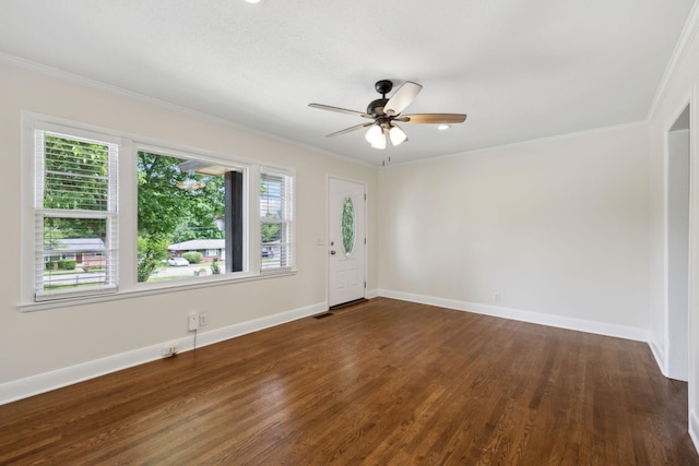 510 Bismark Dr, Nashville, TN 37210 - empty room with wood finished floors, crown molding, baseboards, and ceiling fan