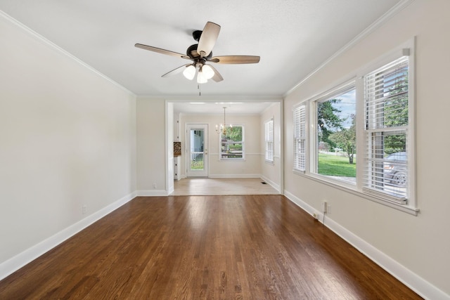 510 Bismark Dr, Nashville, TN 37210 - empty room with ornamental molding, wood finished floors, baseboards, and a ceiling fan