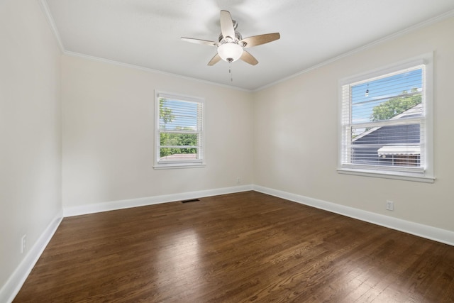 510 Bismark Dr, Nashville, TN 37210 - empty room featuring wood finished floors, a ceiling fan, crown molding, and baseboards