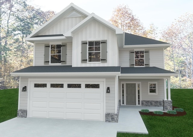 310 Neartop Ln, Murfreesboro, TN 37128 - view of front of home featuring stone siding, board and batten siding, a garage, and driveway