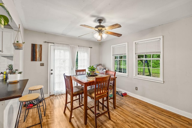 333 Cubbins Hollow Rd, Dowelltown, TN 37059 - dining space with light wood finished floors, ceiling fan, and baseboards