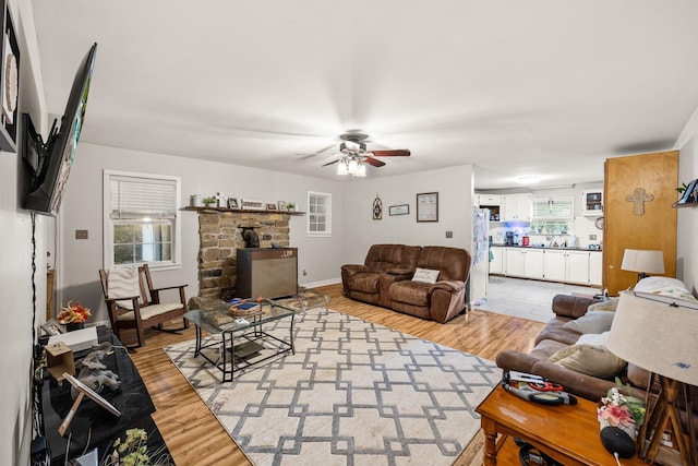 333 Cubbins Hollow Rd, Dowelltown, TN 37059 - living area featuring ceiling fan and light wood-style floors