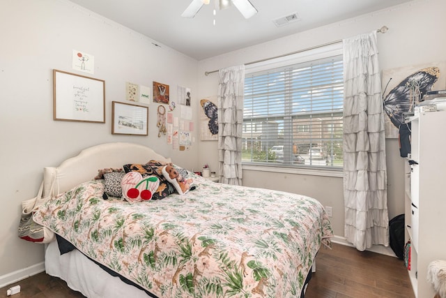 6531 Tulip Tree Dr, Murfreesboro, TN 37128 - bedroom with dark wood finished floors, baseboards, and a ceiling fan