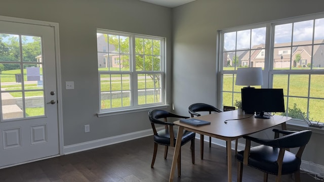 881 Meadowcrest Way, Lebanon, TN 37090 - home office featuring dark wood-style floors and plenty of natural light