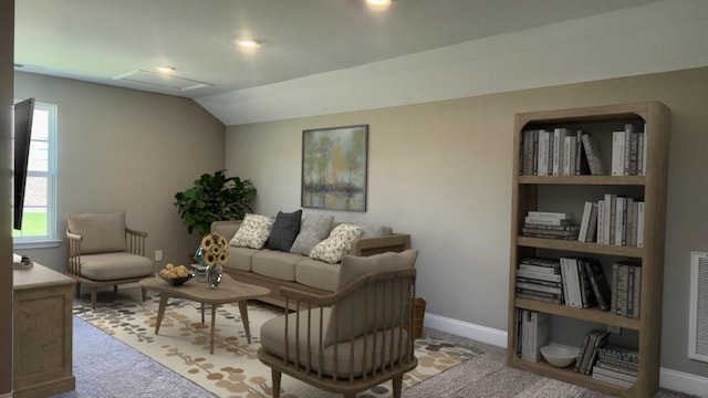 881 Meadowcrest Way, Lebanon, TN 37090 - living room with attic access, carpet, and lofted ceiling
