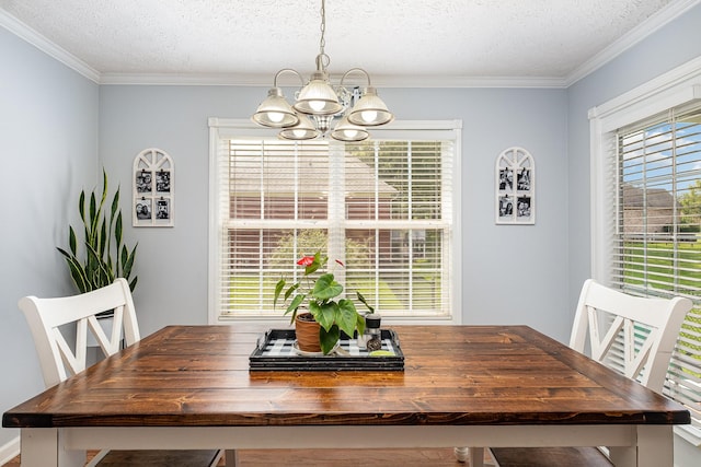 5026 Claude Dr, Smyrna, TN 37167 - dining space featuring a chandelier, crown molding, and a textured ceiling