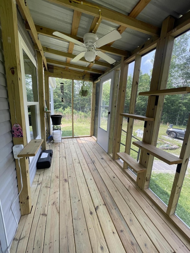 454 Slater Loop, Pikeville, TN 37367 - unfurnished sunroom featuring ceiling fan and healthy amount of natural light
