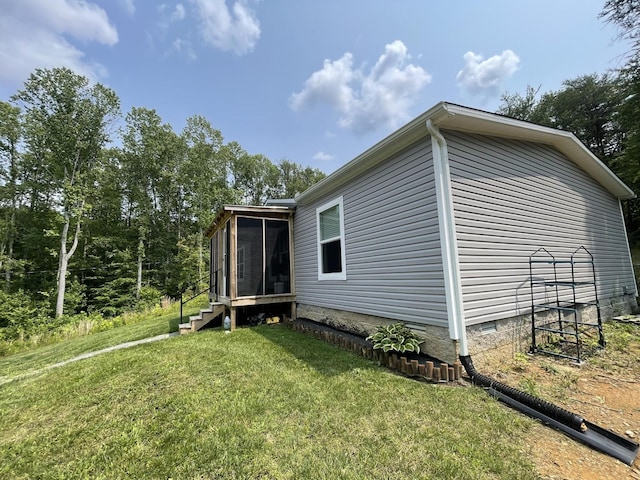 454 Slater Loop, Pikeville, TN 37367 - view of home's exterior with a sunroom, crawl space, and a yard