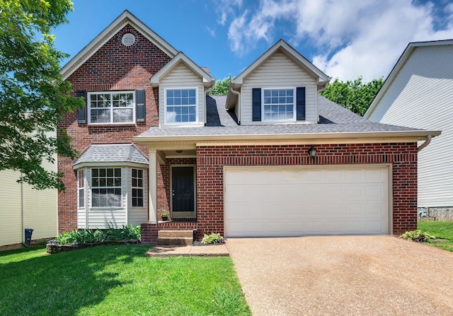 2210 Falcon Creek Dr, Franklin, TN 37067 - traditional home featuring brick siding, concrete driveway, a front lawn, and roof with shingles