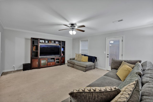 4822 Octavia St, Murfreesboro, TN 37129 - living area with carpet, ceiling fan, ornamental molding, and baseboards