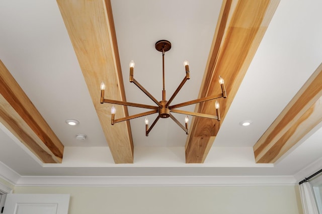 7271 Murrel Dr, Franklin, TN 37064 - detailed view of a smoke detector, beam ceiling, and recessed lighting