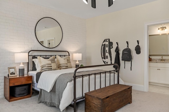 7271 Murrel Dr, Franklin, TN 37064 - carpeted bedroom featuring ensuite bathroom, a sink, a ceiling fan, and baseboards