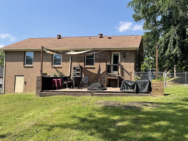 3309 Cedar Ridge Rd, Nashville, TN 37214 - rear view of property featuring a deck, brick siding, and a shingled roof