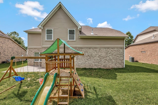 356 Irvine Ln, Franklin, TN 37064 - view of play area with central AC, a lawn, and a patio area