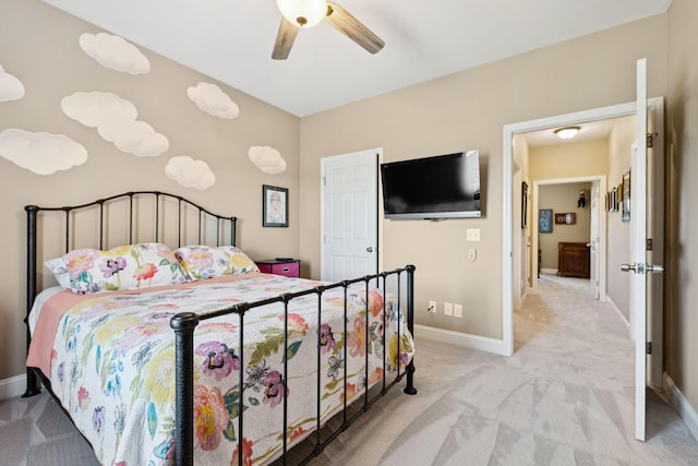 930 Eastover Rd, Lebanon, TN 37090 - bedroom featuring light colored carpet, baseboards, and a ceiling fan