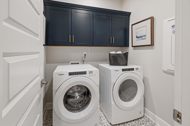 2521 Kingston Ct, Mount Juliet, TN 37122 - laundry area with cabinet space, separate washer and dryer, and baseboards