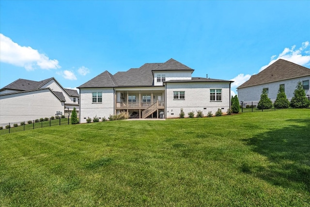 1750 Barrow Ln, Brentwood, TN 37027 - rear view of house featuring crawl space, stairs, and brick siding