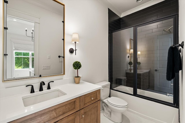1750 Barrow Ln, Brentwood, TN 37027 - bathroom featuring vanity, bath / shower combo with glass door, toilet, and tile patterned floors