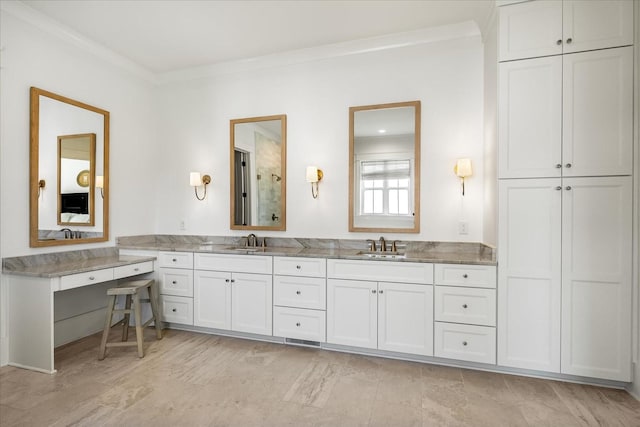 1750 Barrow Ln, Brentwood, TN 37027 - full bathroom with ornamental molding, double vanity, and a shower