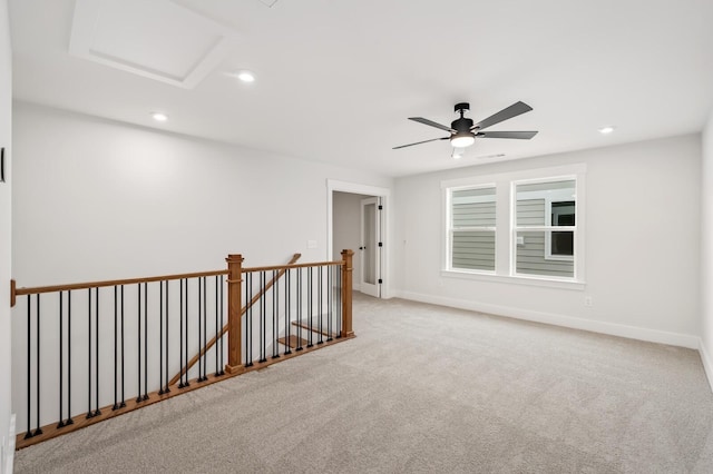 1005 Cherry Tree Dr, Mount Juliet, TN 37122 - empty room with attic access, recessed lighting, baseboards, carpet, and a ceiling fan