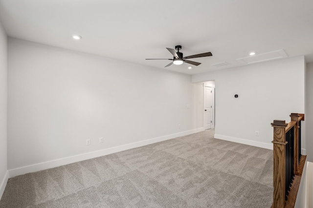 1005 Cherry Tree Dr, Mount Juliet, TN 37122 - unfurnished room featuring carpet floors, recessed lighting, ceiling fan, baseboards, and attic access