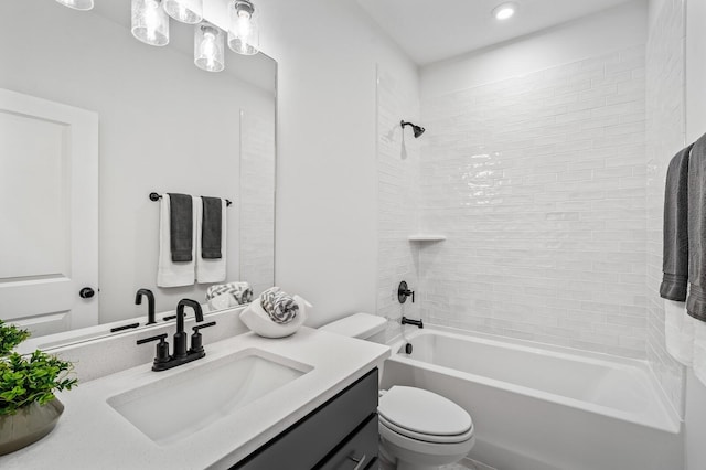 1005 Cherry Tree Dr, Mount Juliet, TN 37122 - bathroom featuring vanity, toilet, washtub / shower combination, and recessed lighting