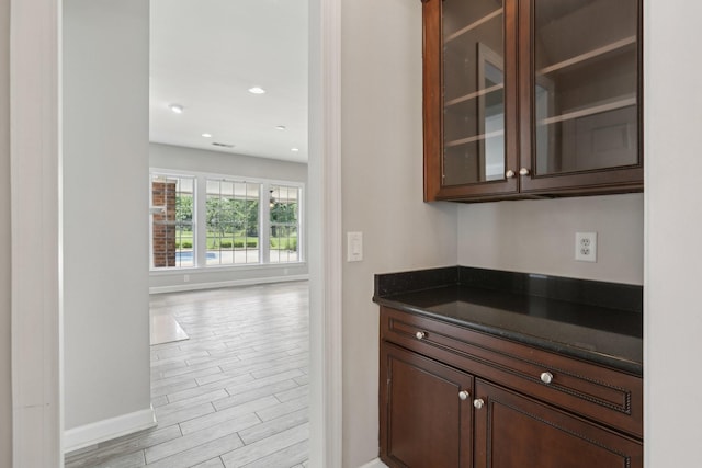 102 Oglethorpe Ave, Gallatin, TN 37066 - bar area with light wood finished floors, baseboards, and recessed lighting