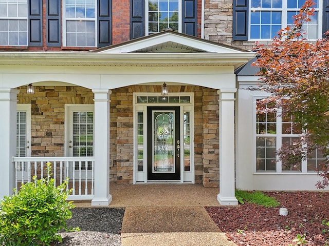 102 Oglethorpe Ave, Gallatin, TN 37066 - view of exterior entry with stone siding and a porch