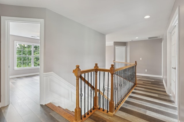 102 Oglethorpe Ave, Gallatin, TN 37066 - stairs with wood finished floors, recessed lighting, and a wainscoted wall