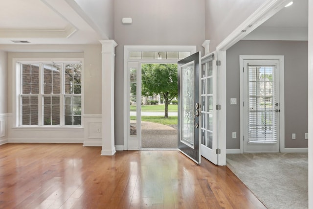 102 Oglethorpe Ave, Gallatin, TN 37066 - entryway featuring plenty of natural light, hardwood / wood-style flooring, ornate columns, and french doors