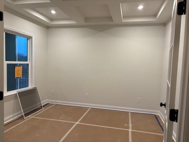 1320 Ashton Park Dr, Mount Juliet, TN 37122 - empty room featuring coffered ceiling, beam ceiling, baseboards, and recessed lighting