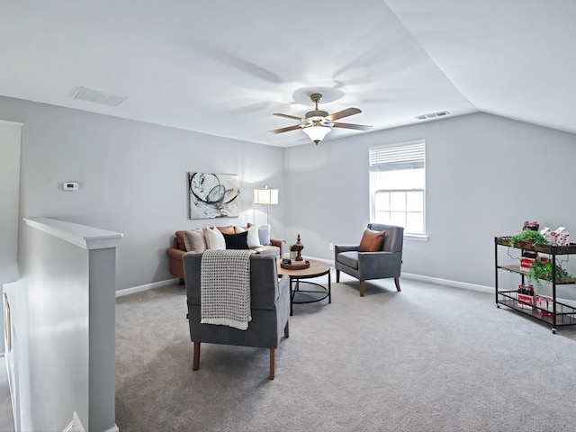 2438 Arden Village Dr, Columbia, TN 38401 - carpeted living area with a ceiling fan, baseboards, and lofted ceiling