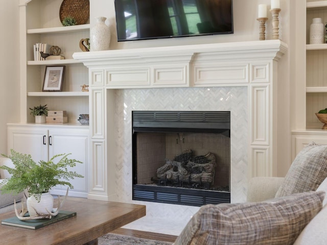 5007 Buds Farm Ln, Franklin, TN 37064 - detailed view of built in shelves and a tile fireplace
