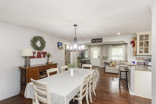 102 Ryburn Dr, Old Hickory, TN 37138 - dining room with dark wood-style flooring, recessed lighting, and a chandelier