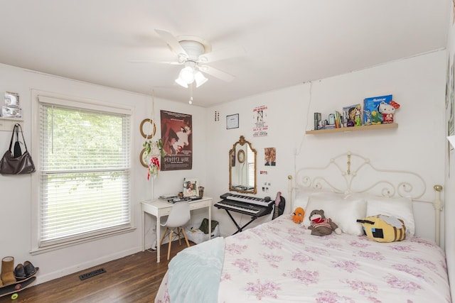 102 Ryburn Dr, Old Hickory, TN 37138 - bedroom with dark wood-style floors, baseboards, and a ceiling fan