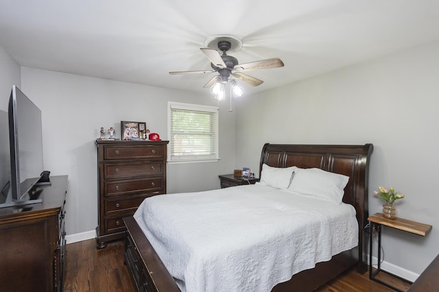 102 Ryburn Dr, Old Hickory, TN 37138 - bedroom featuring dark wood finished floors, baseboards, and ceiling fan