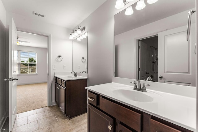 23 Hope Ct, Mount Juliet, TN 37122 - bathroom featuring two vanities and a ceiling fan