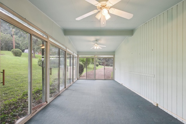929 Deervale Dr, Nashville, TN 37217 - unfurnished sunroom featuring a ceiling fan and lofted ceiling