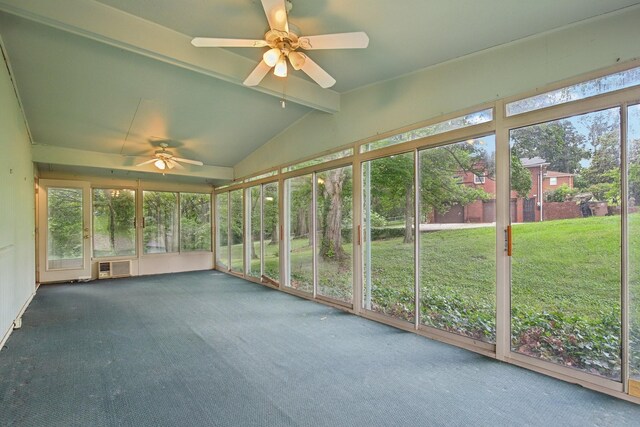 929 Deervale Dr, Nashville, TN 37217 - unfurnished sunroom with ceiling fan and a wall mounted AC